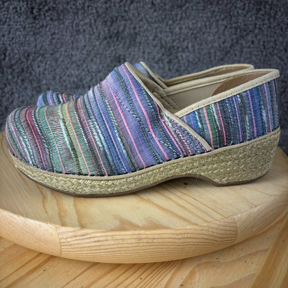 Dansko Jute Pro Artisan Clogs Womens 7 Fabric Multicolor Espadrille Comfort Shoe